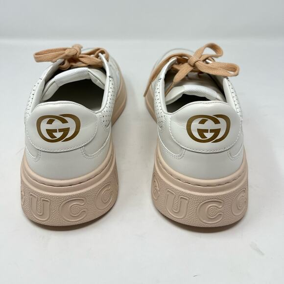 Gucci White Jumbo GG Embossed Leather Low Top Tennis Platform Sneaker size 42 - Picture 2 of 9